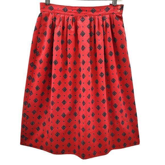 Country Sophisticate by Pendleton Vintage Red Geometric Midi Straight Skirt‎ - Picture 1 of 10